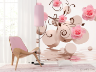 Фотошпалери 3D фігури з трояндами - 4