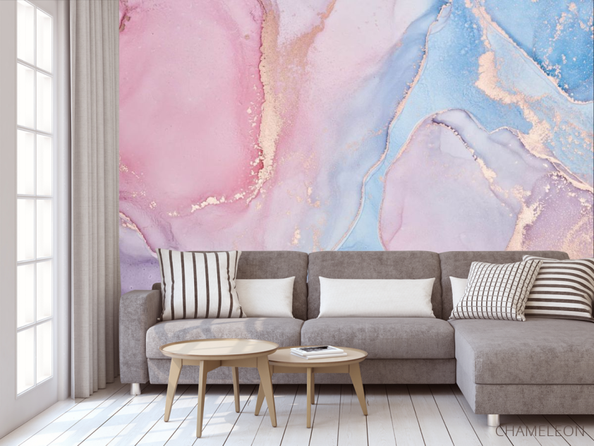 Фотообои розовый флюид арт - 3