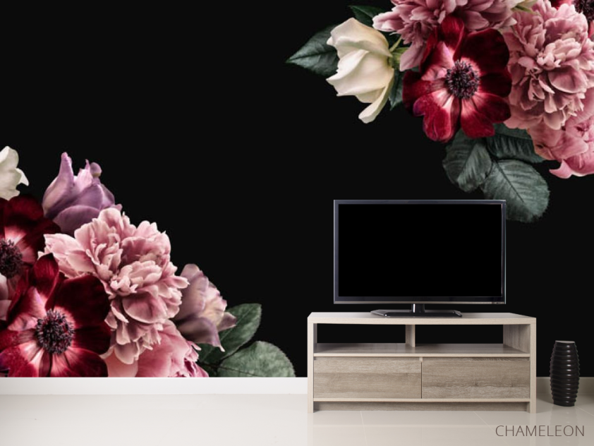 Фотообои Цветочный микс на чёрном - 2