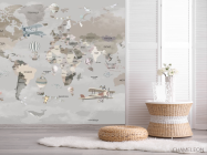 Фотошпалери сіро-бежева карта українською - 2