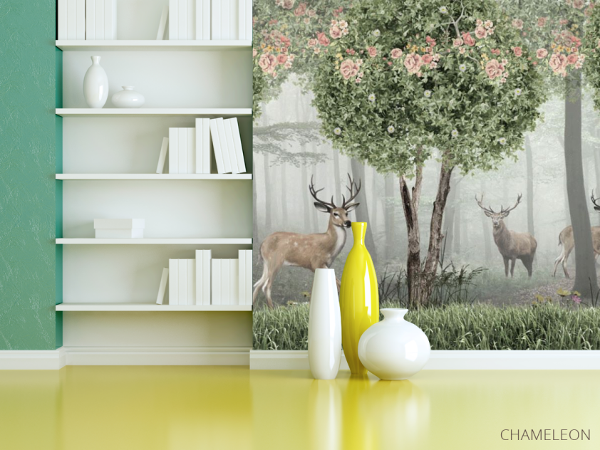 Фотошпалери Олені в зеленому лісі - 3