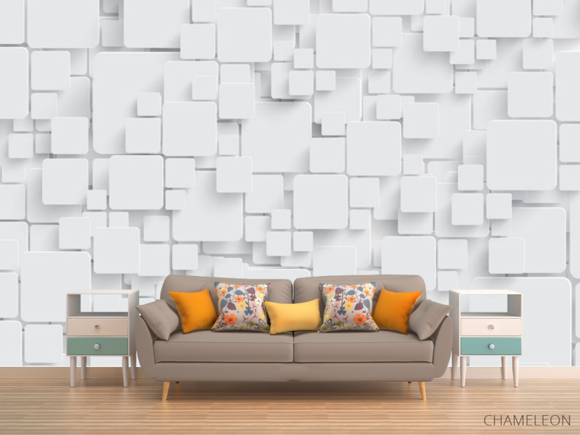 Фотообои Стена из обьемных прямоугольников - 1