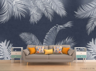 Фотообои Листья на синем - 1