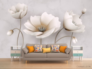 Фотообои Бежевые керамические цветы - 1