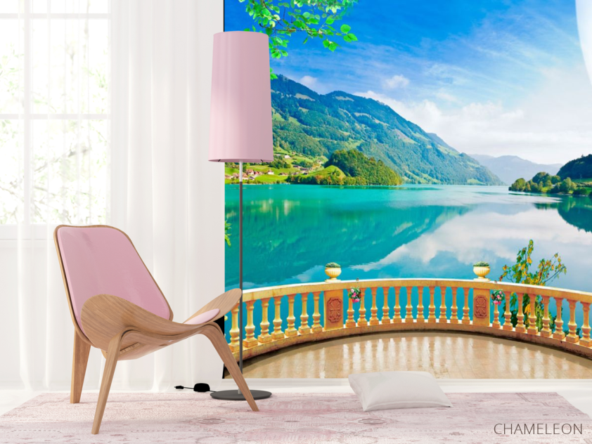 Фотошпалери Панорамне вікно з озером - 4