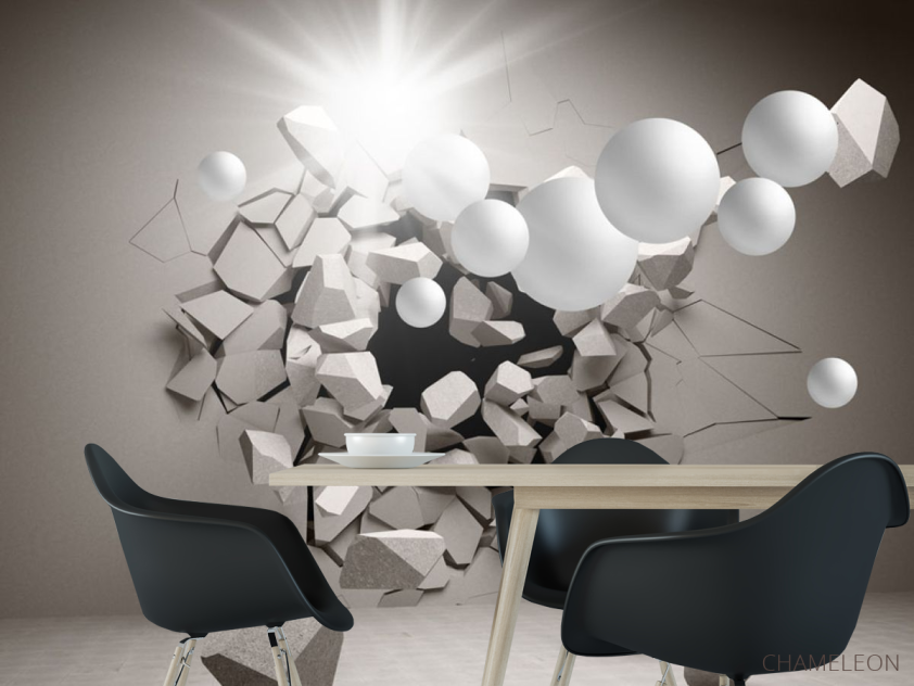 Фотошпалери 3д стіна з кулями - 1