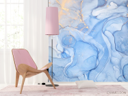 Фотошпалери Блакитний флюїд з золотом - 4