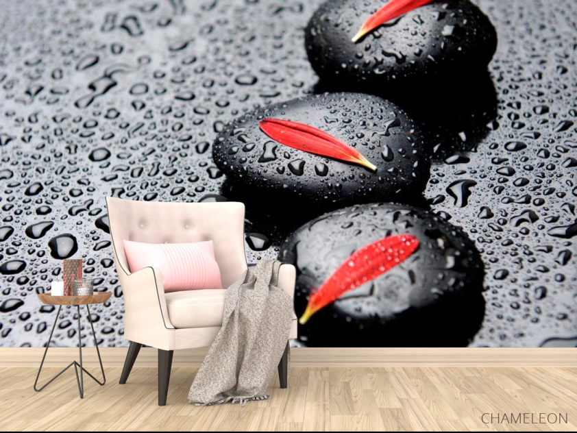 Фотообои Лепестки, камни, капли - 4