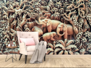 Фотообои деревянные слоны - 4