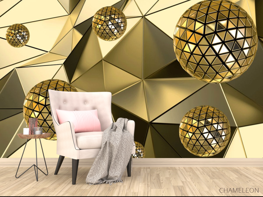 Фотообои Золотые сферы 3д - 4