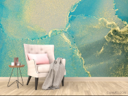 Фотообои Бирюзовый fluid art с золотом - 4