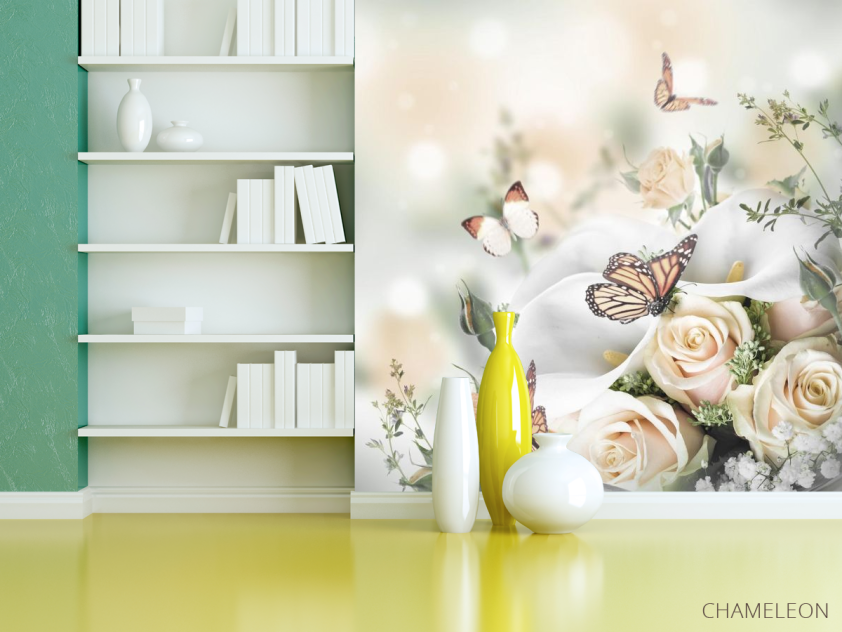 Фотообои Бабочки над розами - 3