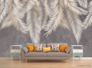 Фотообои серые листья на стену - 1