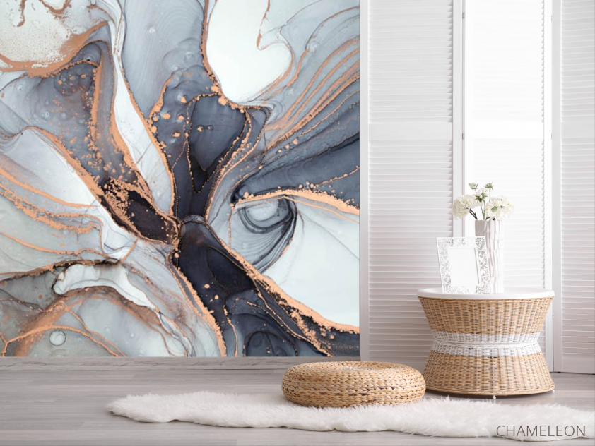 Фотошпалери Сірий fluid art - 2