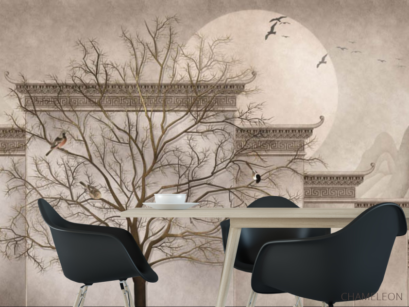 Фотошпалери дерево і птиці - 1