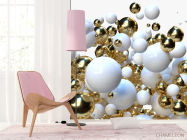 Фотошпалери Біло-золоті кулі 3д - 4