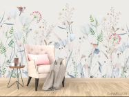 Фотообои Минималистичные цветы голубой оттенок - 4