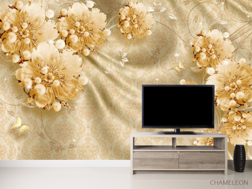 Фотообои цветы с жемчужинами - 2