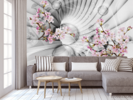 Фотообои 3д тоннель с цветами - 3