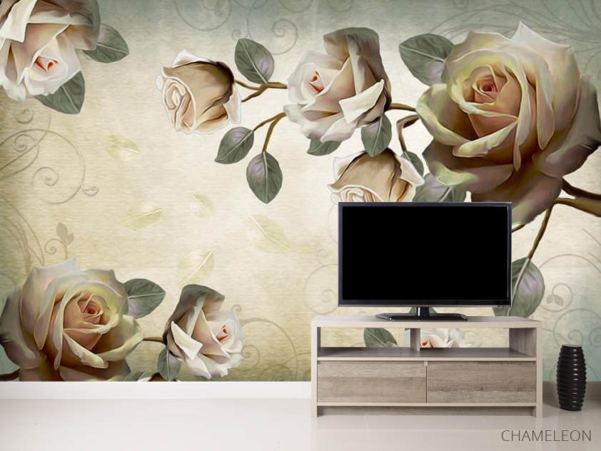 Фотообои розы на бежевом фоне - 2