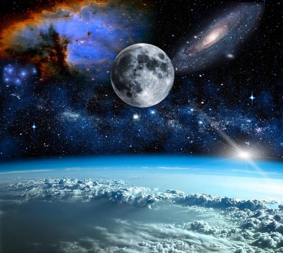 Фотошпалери космос і місяць над олаками 20718