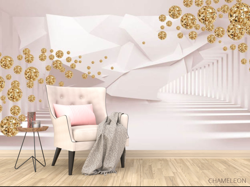 Фотообои Тонель с 3д золотыми камнями - 4