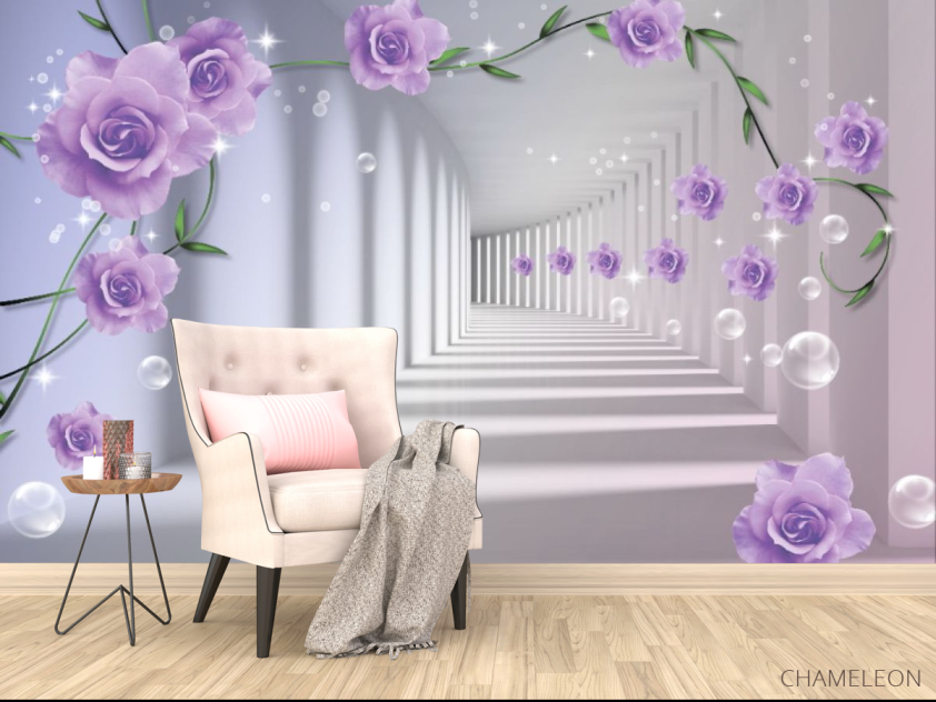 Фотообои 3D бутоны фиолетовых роз - 4