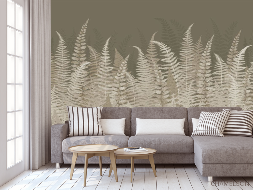 Фотообои Листья папоротнику хаки - 3