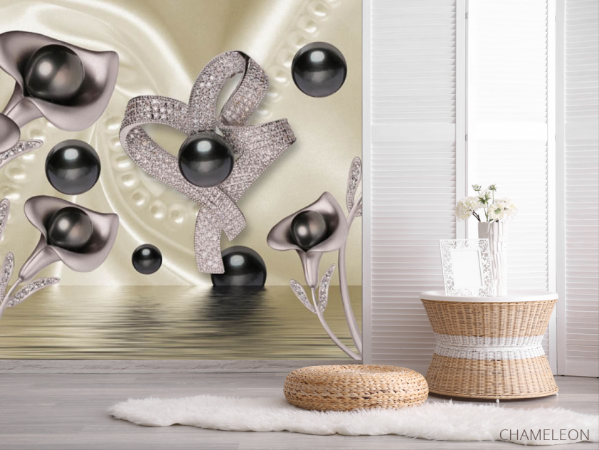 Фотошпалери 3д квіти з камінням - 2