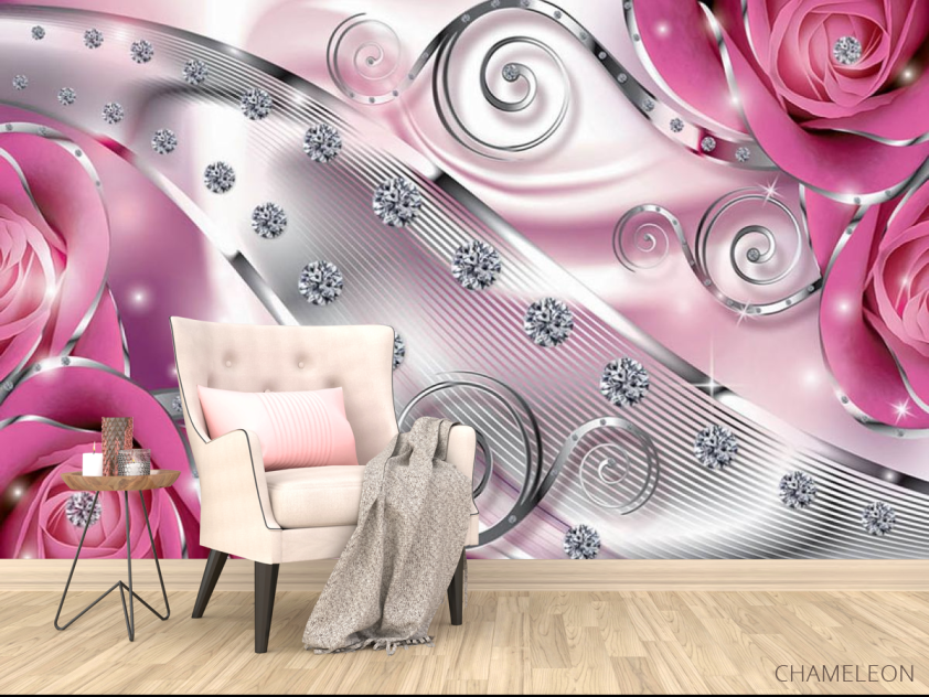 3д фотообои Розы с камнями - 4