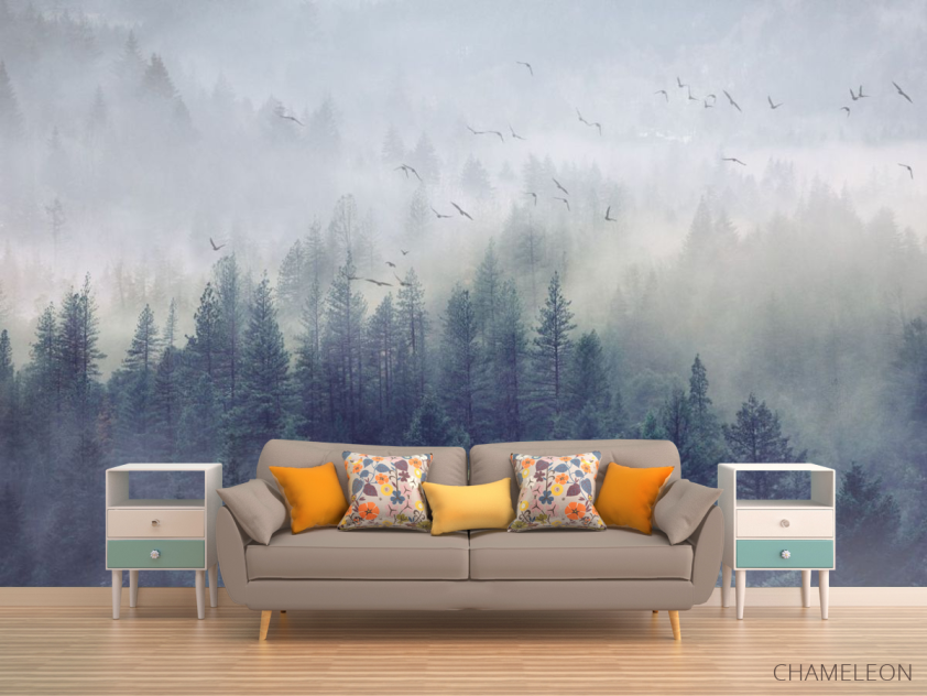 Фотообои лес, туман - 1