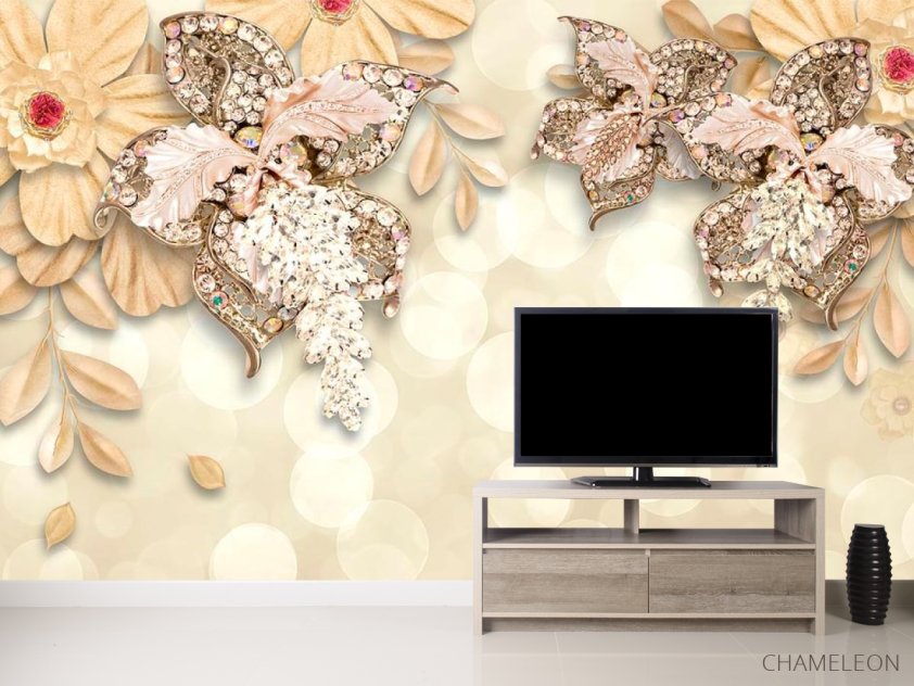 Фотообои 3d цветы и брошки - 2