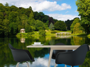 Фотошпалери будиночок і місток над озером - 1