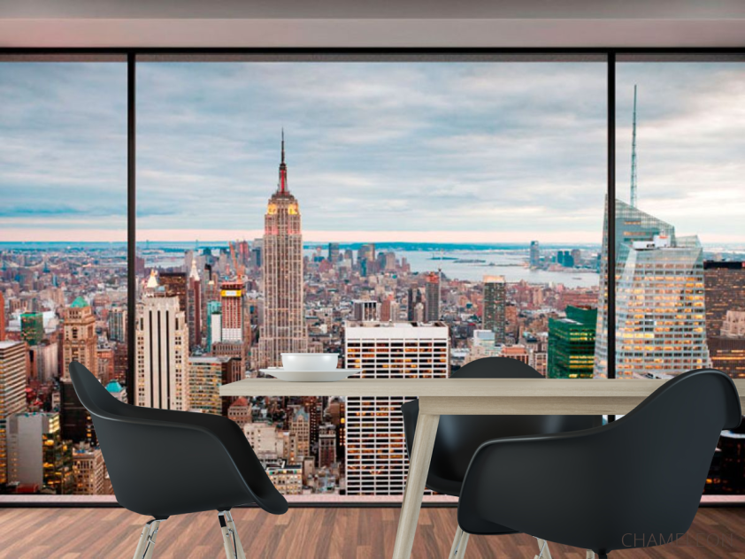 Фотошпалери Вид з вікна у вечірній мегаполіс - 1