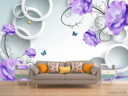 Фотообои Фиолетовые цветы с кругами - 1