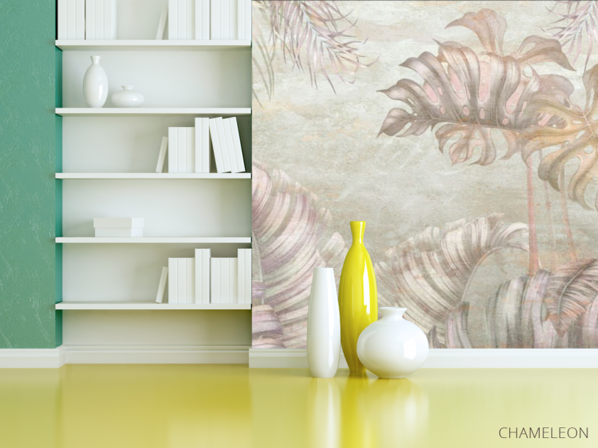 Фотошпалери рожеві тропічні листя - 3