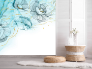 Фотошпалери векторні дизайнерські квіти з золотом - 2