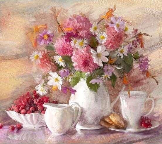 Фотообои картина цветы в вазе Фотообои картина цветы в вазе 20415