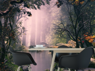 Фотошпалери туман в лісі над річкою - 1