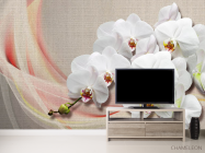 Фотообои Орхидеи на фоне ткани - 2