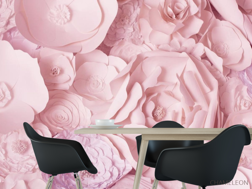 Шпалери паперові рожеві квіти - 1