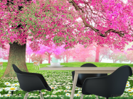 Фотошпалери Рожеве дерево та олень - 1