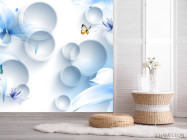 Фотошпалери Сині квіти з метеликами - 2