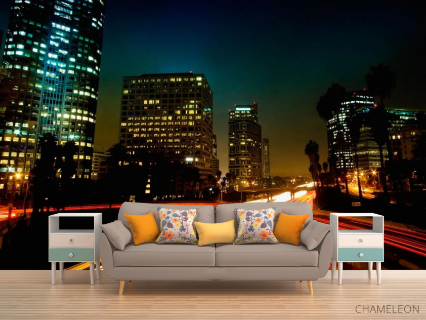 Фотообои Ночь, яркая дорога - 1