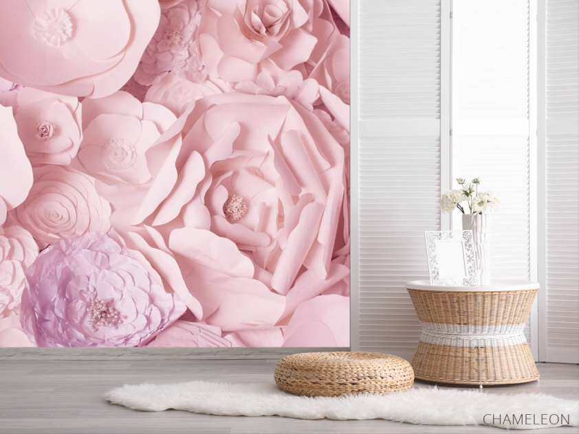 Шпалери паперові рожеві квіти - 2