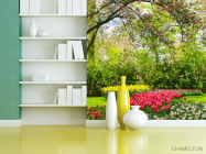 Фотошпалери рожеві тюльпани в квітковому саду - 3