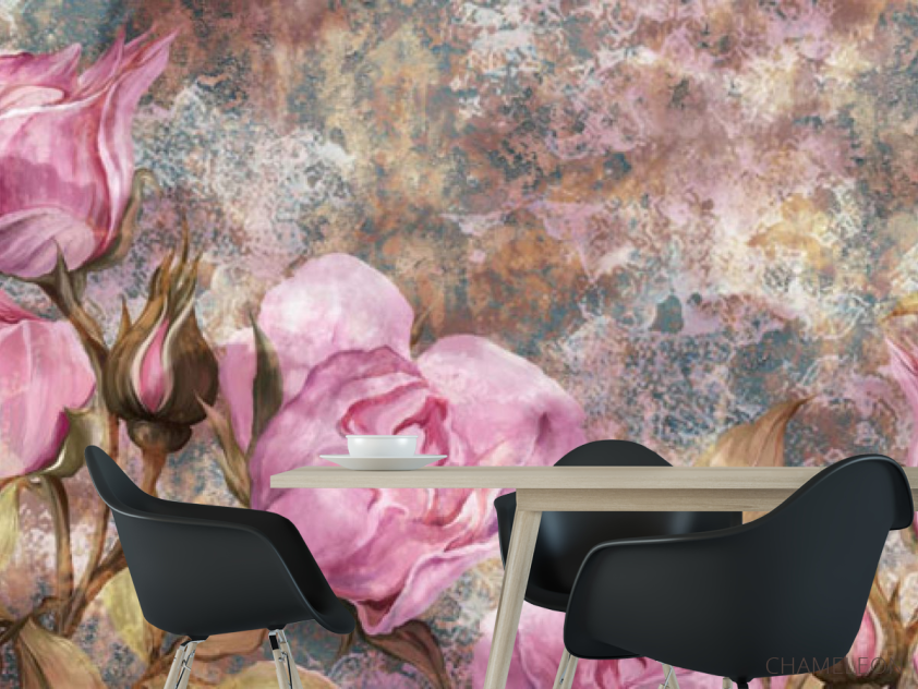 Фотошпалери Рожеві троянди Мальовані - 1