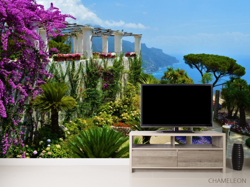 Фотообои вид на море из цветочного сада - 2