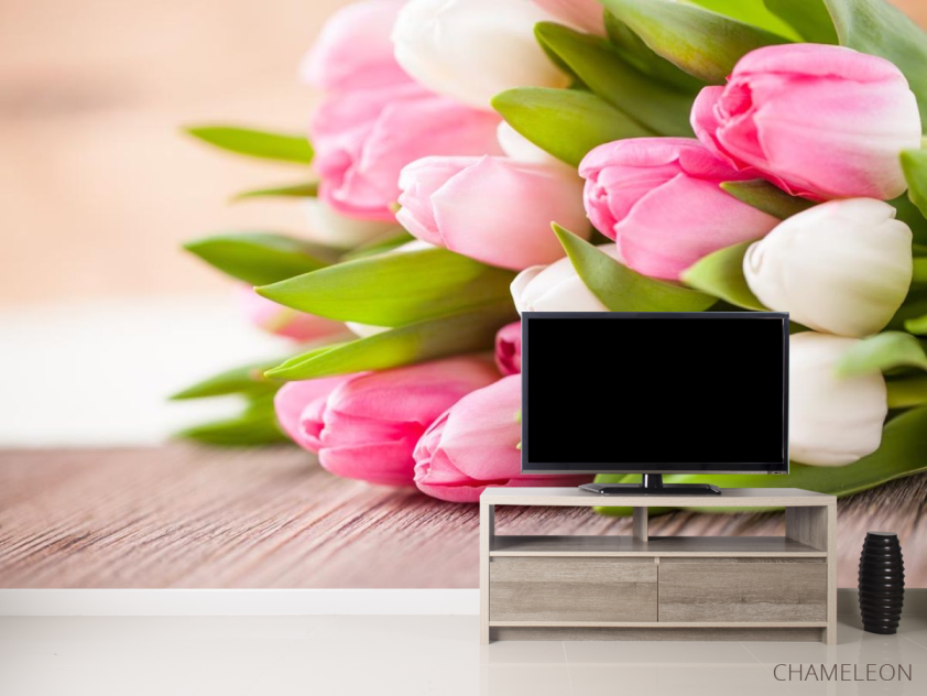 Фотообои белые и розовые тюльпаны - 2