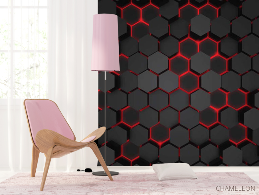 Фотошпалери чорні 3Д шестикутники - 4